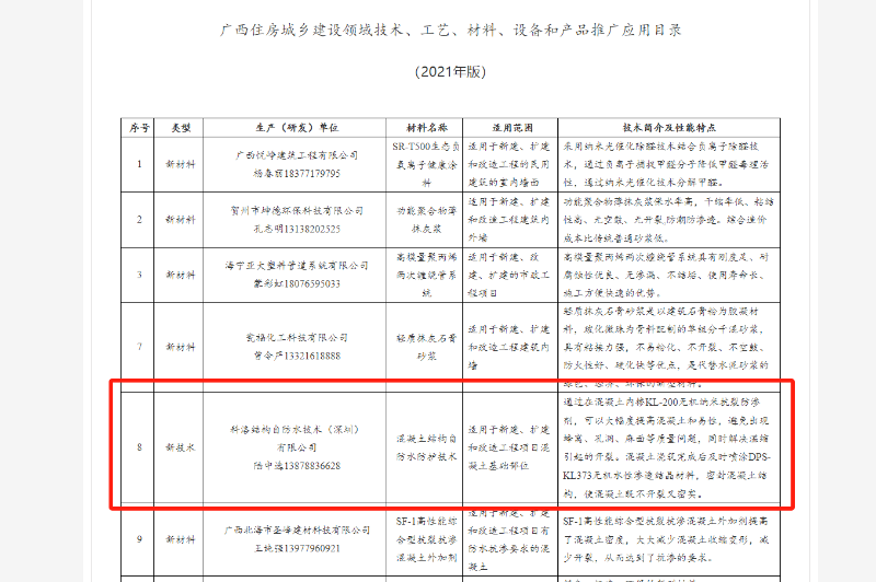 廣西住房城鄉(xiāng)建設(shè)領(lǐng)域技術(shù)、工藝、材料、設(shè)備和產(chǎn)品推廣應(yīng)用目錄